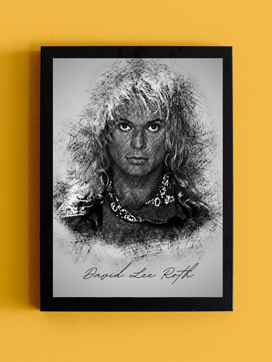 D. Lee Roth Sketch Müzik Poster Tablo Siyah Çerçeveli Yüksek Kalite Müzik Duvar Tablo