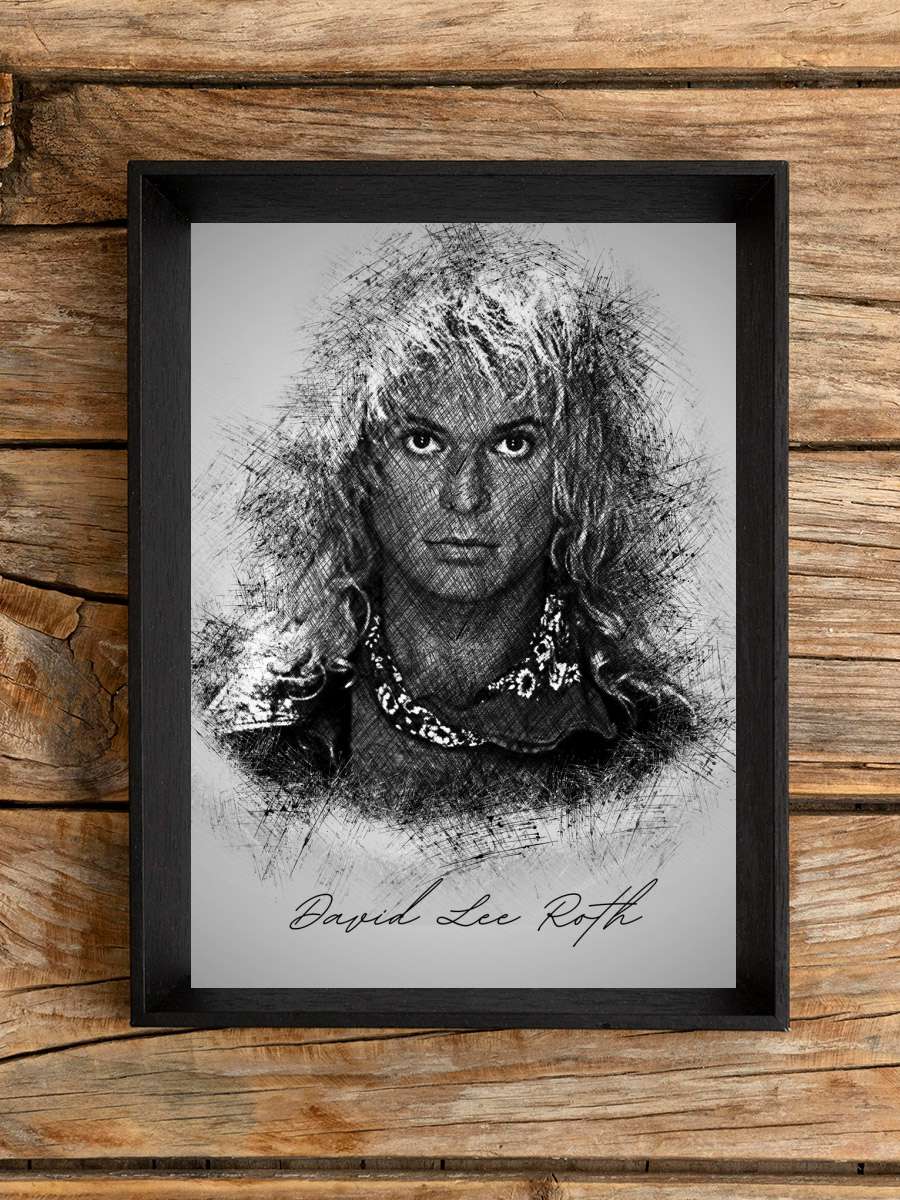 D. Lee Roth Sketch Müzik Poster Tablo Siyah Çerçeveli Yüksek Kalite Müzik Duvar Tablo