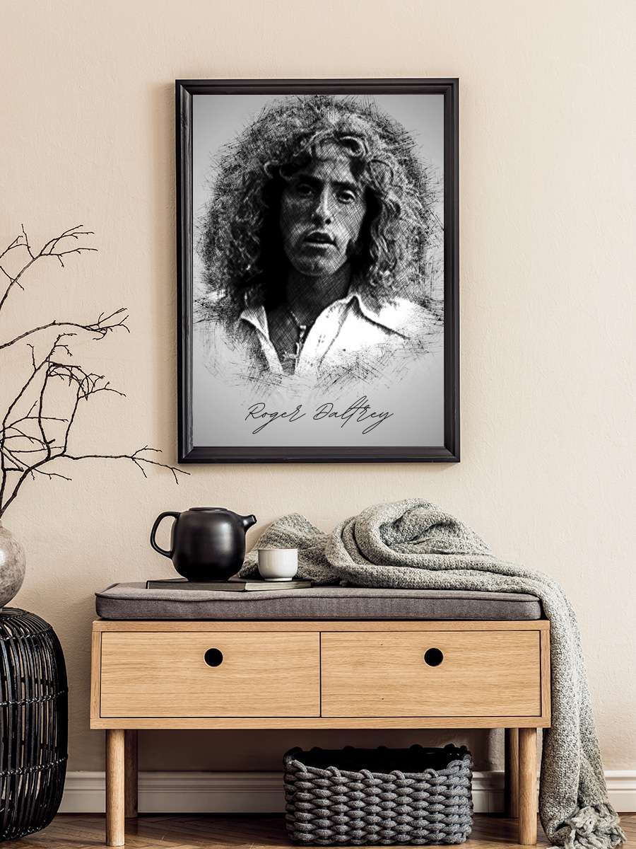 R. Daltrey Sketch Müzik Poster Tablo Siyah Çerçeveli Yüksek Kalite Müzik Duvar Tablo