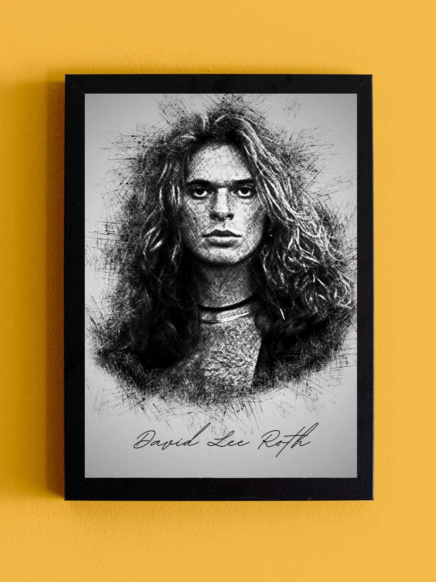 D. Lee Roth Sketch Müzik Poster Tablo Siyah Çerçeveli Yüksek Kalite Müzik Duvar Tablo