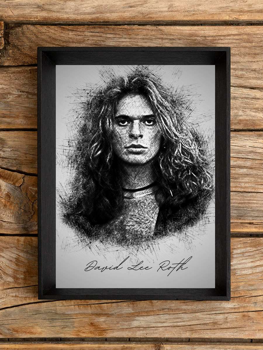 D. Lee Roth Sketch Müzik Poster Tablo Siyah Çerçeveli Yüksek Kalite Müzik Duvar Tablo