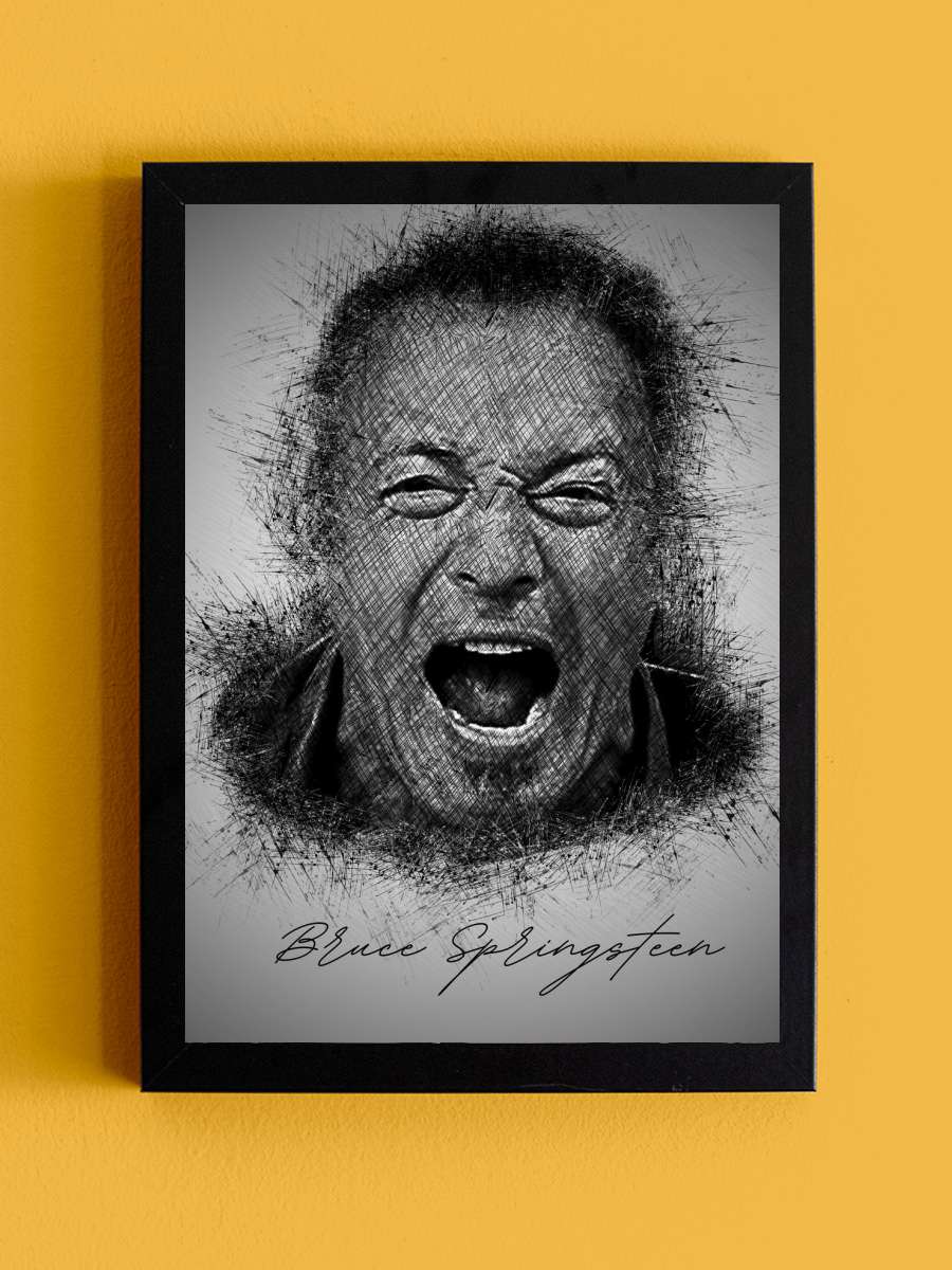 B. Springsteen Sketch Müzik Poster Tablo Siyah Çerçeveli Yüksek Kalite Müzik Duvar Tablo