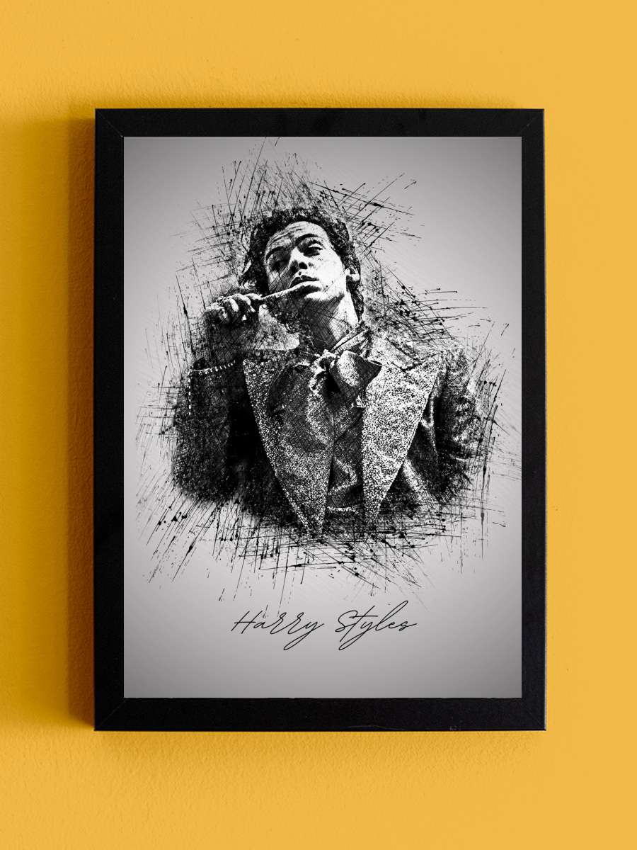 Harry S. Sketch Müzik Poster Tablo Siyah Çerçeveli Yüksek Kalite Müzik Duvar Tablo