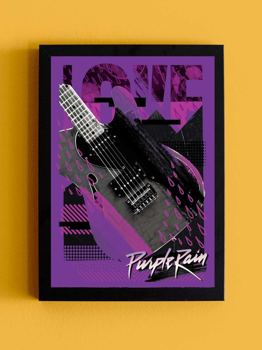 Purple Rain - Prince Müzik Poster Tablo Siyah Çerçeveli Yüksek Kalite Müzik Duvar Tablo