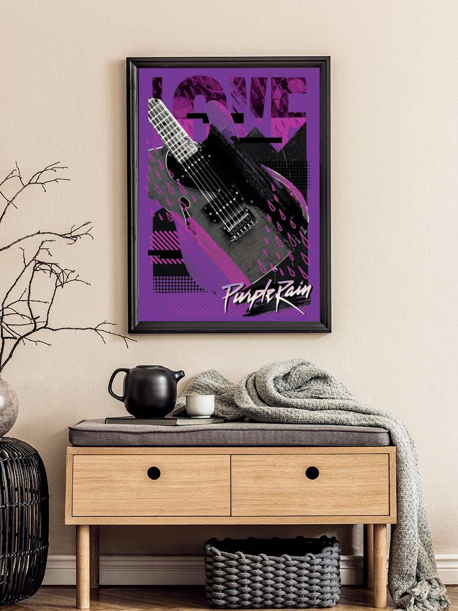 Purple Rain - Prince Müzik Poster Tablo Siyah Çerçeveli Yüksek Kalite Müzik Duvar Tablo