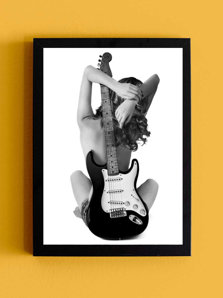 Lady And The Strat Müzik Poster Tablo Siyah Çerçeveli Yüksek Kalite Müzik Duvar Tablo