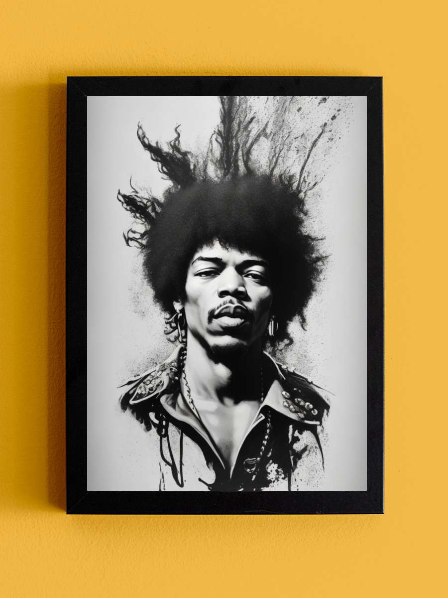 Jimi Hendrix Splash Müzik Poster Tablo Siyah Çerçeveli Yüksek Kalite Müzik Duvar Tablo