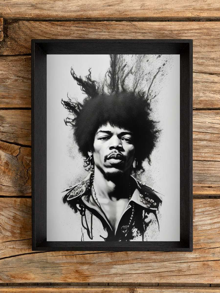 Jimi Hendrix Splash Müzik Poster Tablo Siyah Çerçeveli Yüksek Kalite Müzik Duvar Tablo