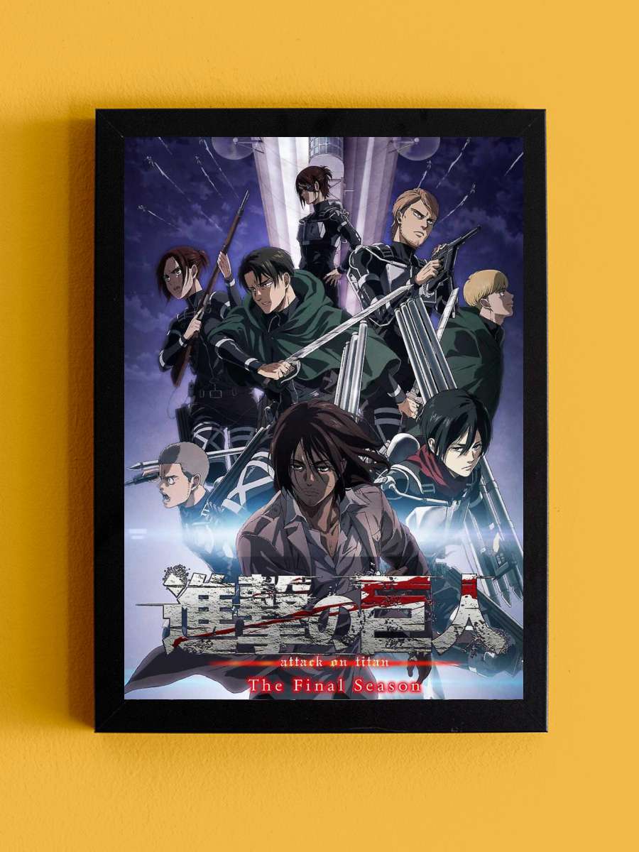 Attack on Titan - The Final Season Anime Poster Tablo Siyah Çerçeveli Yüksek Kalite Anime Duvar Tablo