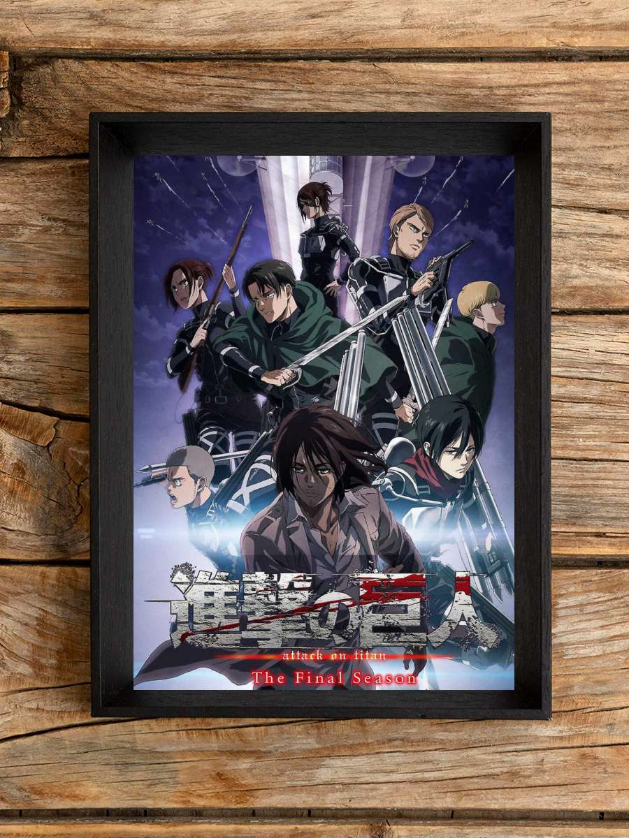 Attack on Titan - The Final Season Anime Poster Tablo Siyah Çerçeveli Yüksek Kalite Anime Duvar Tablo