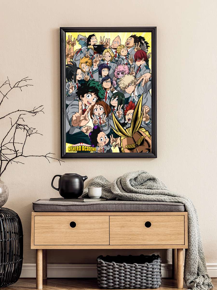 My Hero Academia - U.A. Class 1-A Anime Poster Tablo Siyah Çerçeveli Yüksek Kalite Anime Duvar Tablo