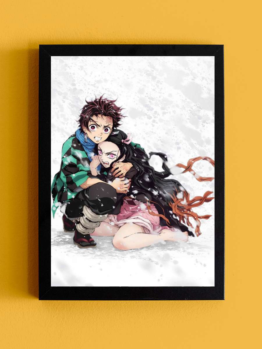 Demon Slayer - Tanjiro & Nezuko Anime Poster Tablo Siyah Çerçeveli Yüksek Kalite Anime Duvar Tablo