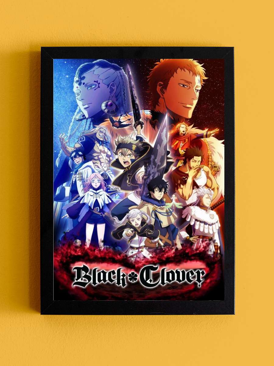 Black Clover Anime Poster Tablo Siyah Çerçeveli Yüksek Kalite Anime Duvar Tablo