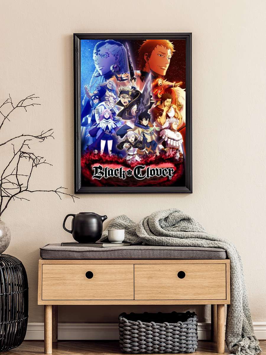 Black Clover Anime Poster Tablo Siyah Çerçeveli Yüksek Kalite Anime Duvar Tablo