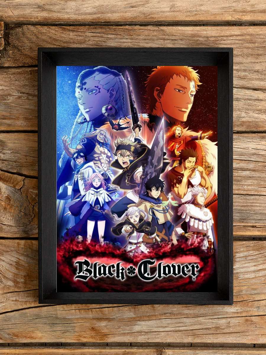 Black Clover Anime Poster Tablo Siyah Çerçeveli Yüksek Kalite Anime Duvar Tablo