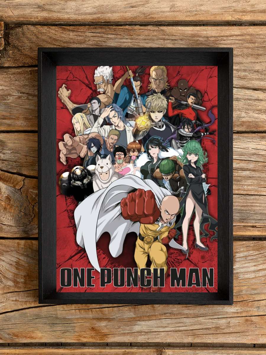 One Punch Man - Heroes Anime Poster Tablo Siyah Çerçeveli Yüksek Kalite Anime Duvar Tablo