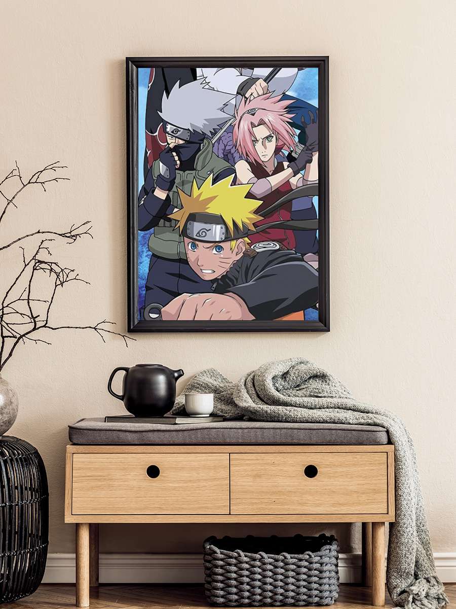 Naruto Shippuden - Group Anime Poster Tablo Siyah Çerçeveli Yüksek Kalite Anime Duvar Tablo