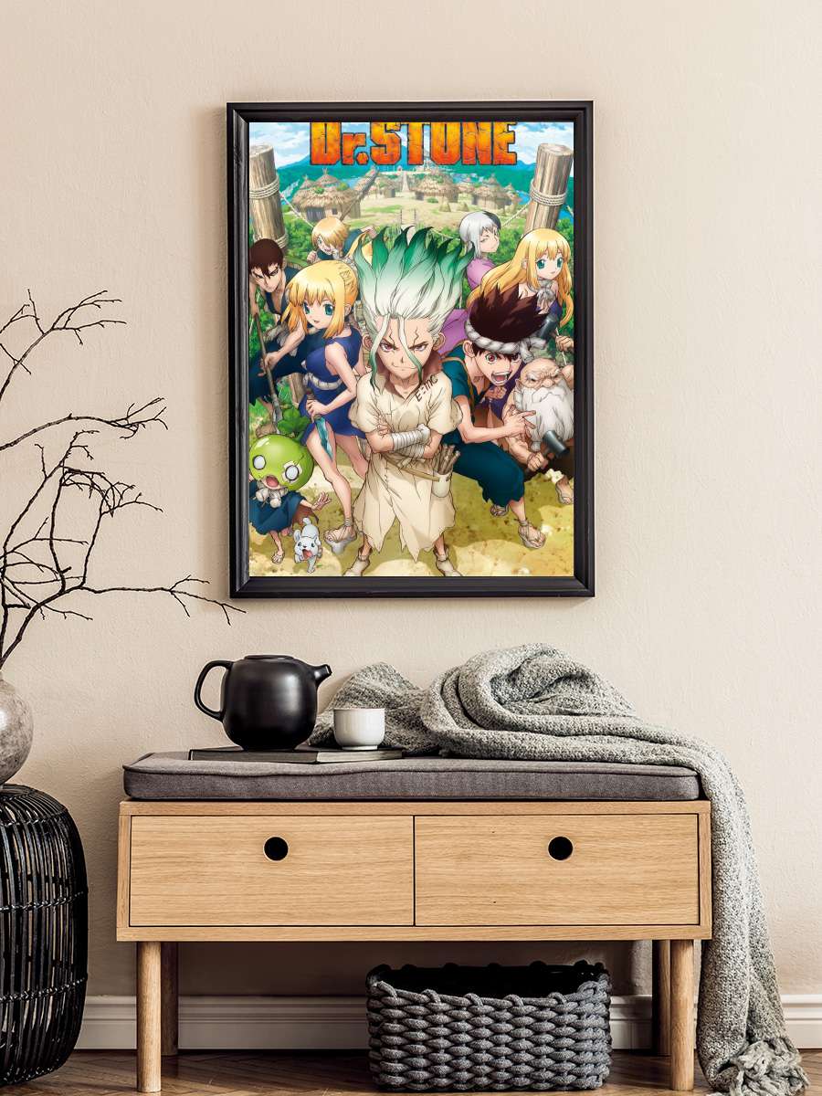 DR. Stone - Group Anime Poster Tablo Siyah Çerçeveli Yüksek Kalite Anime Duvar Tablo