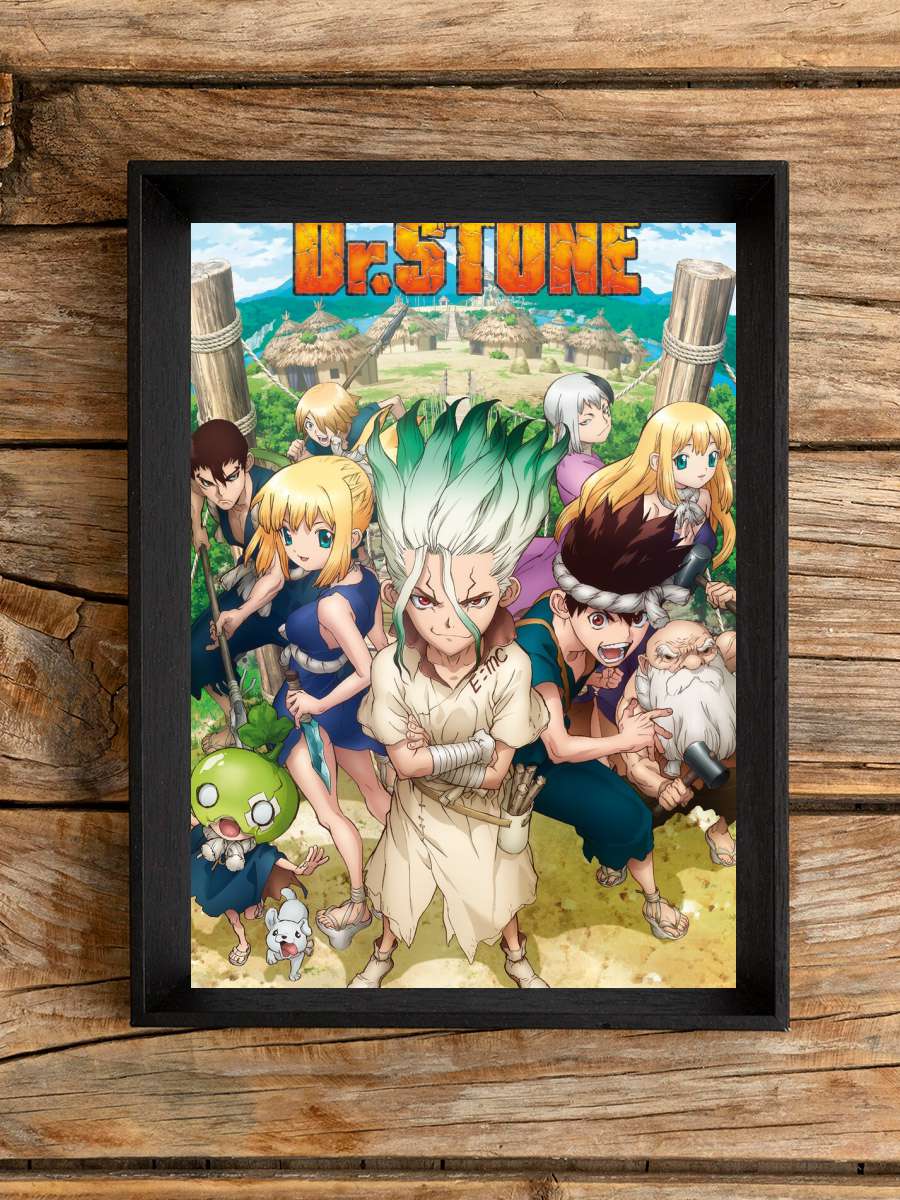 DR. Stone - Group Anime Poster Tablo Siyah Çerçeveli Yüksek Kalite Anime Duvar Tablo