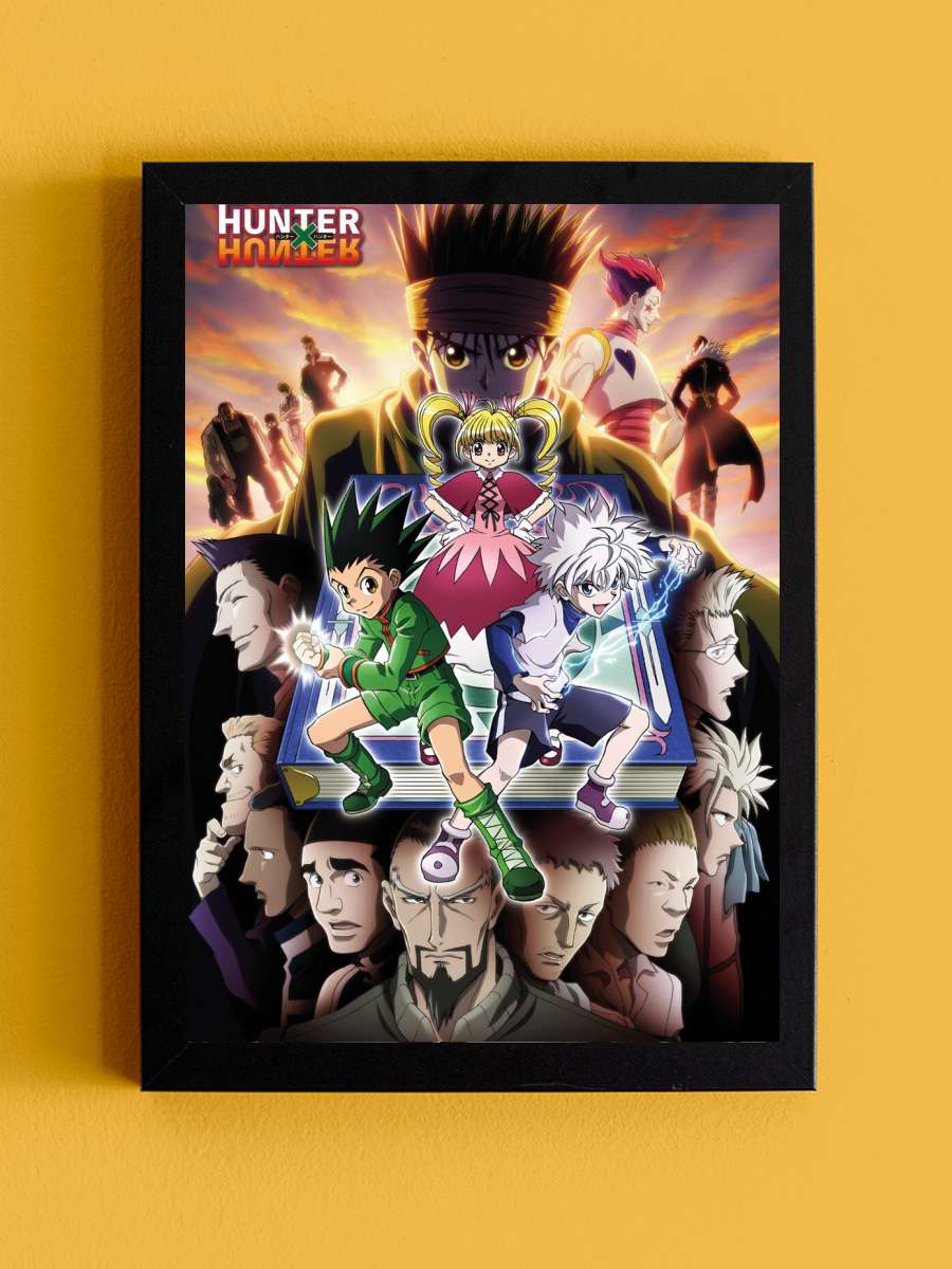 Hunter X - Book Key Art Anime Poster Tablo Siyah Çerçeveli Yüksek Kalite Anime Duvar Tablo