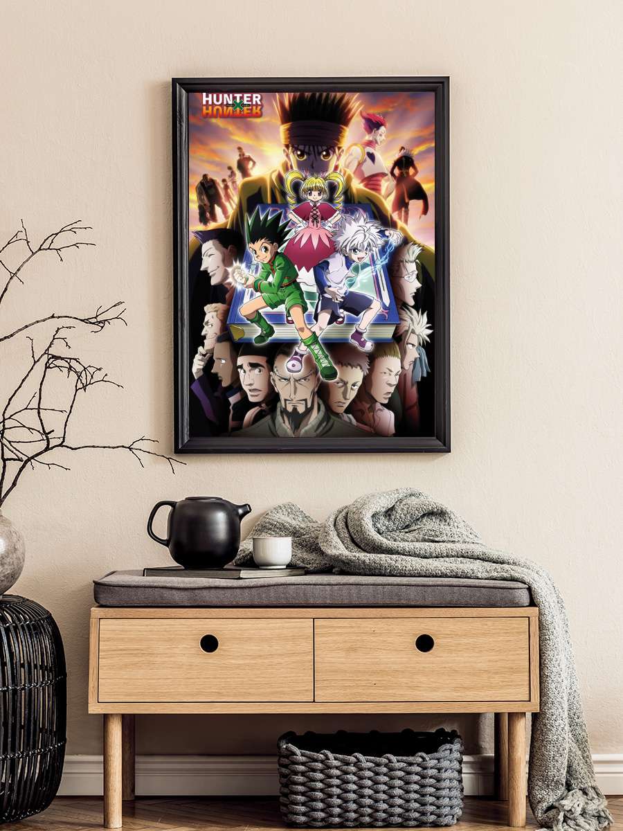 Hunter X - Book Key Art Anime Poster Tablo Siyah Çerçeveli Yüksek Kalite Anime Duvar Tablo