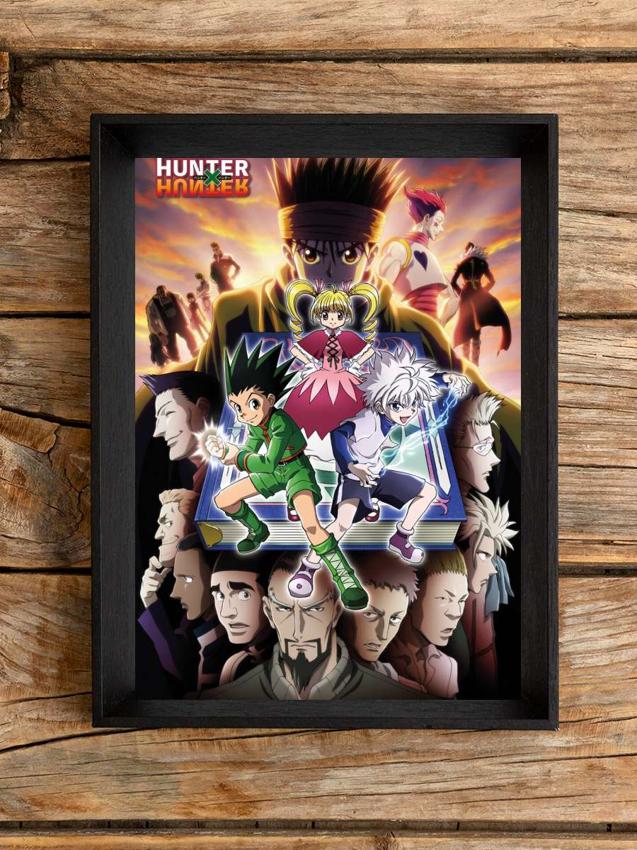 Hunter X - Book Key Art Anime Poster Tablo Siyah Çerçeveli Yüksek Kalite Anime Duvar Tablo