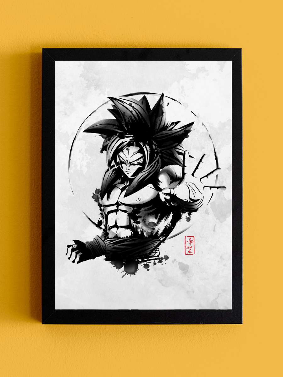 SSJ4 Warrior Anime Poster Tablo Siyah Çerçeveli Yüksek Kalite Anime Duvar Tablo