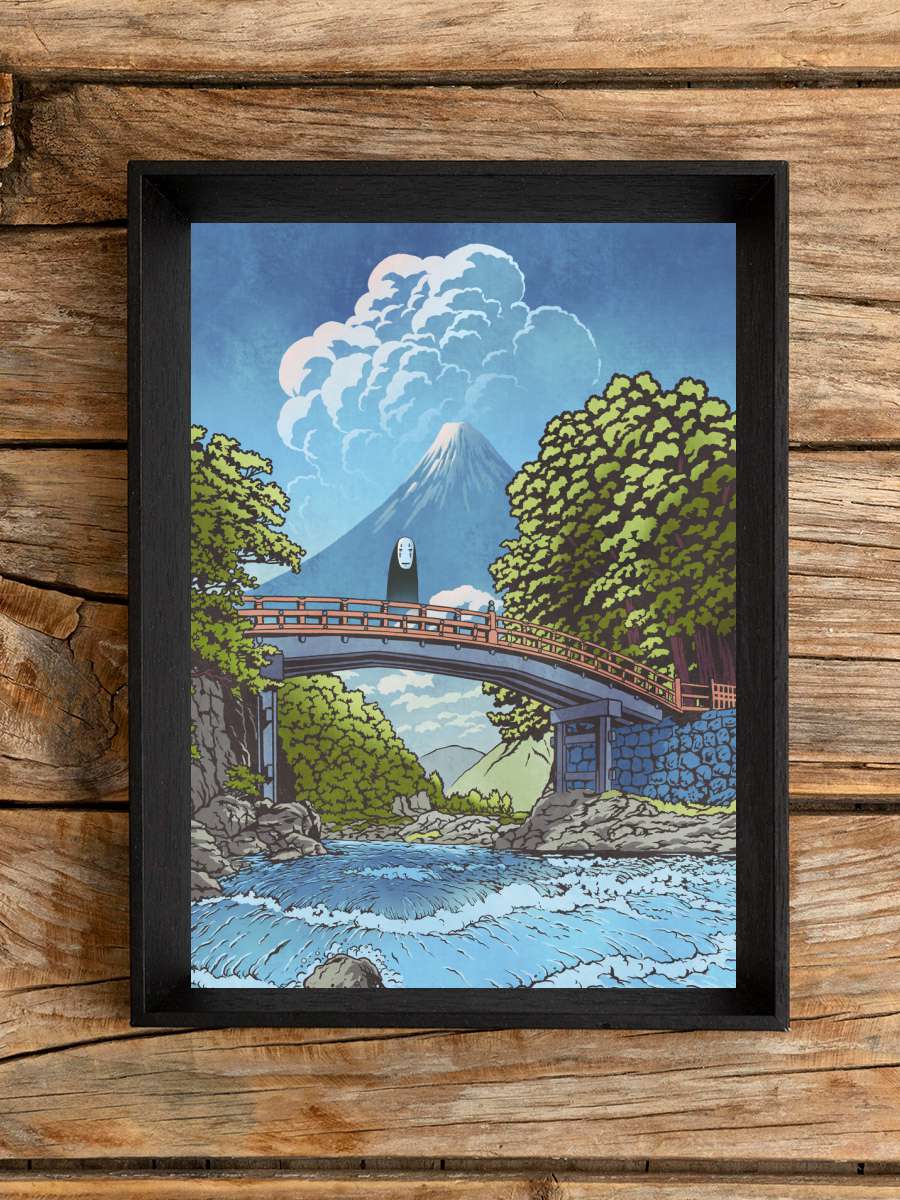 River bridge spirit Anime Poster Tablo Siyah Çerçeveli Yüksek Kalite Anime Duvar Tablo