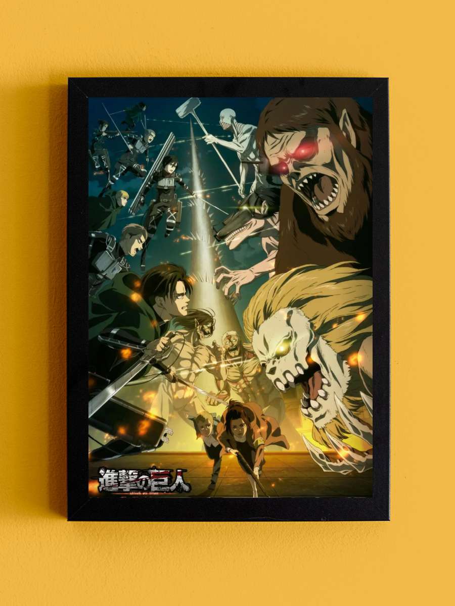 Attack on Titan - Paradis vs Marley Anime Poster Tablo Siyah Çerçeveli Yüksek Kalite Anime Duvar Tablo