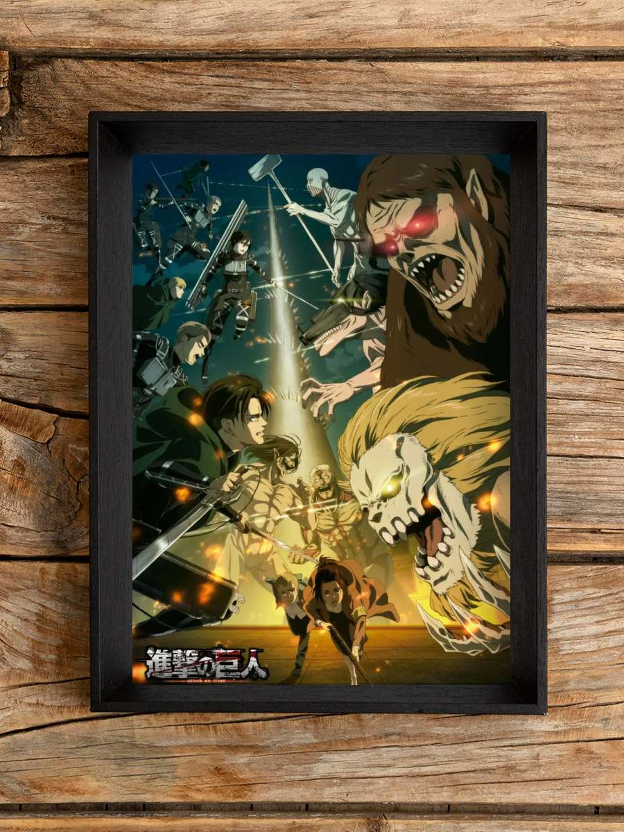 Attack on Titan - Paradis vs Marley Anime Poster Tablo Siyah Çerçeveli Yüksek Kalite Anime Duvar Tablo