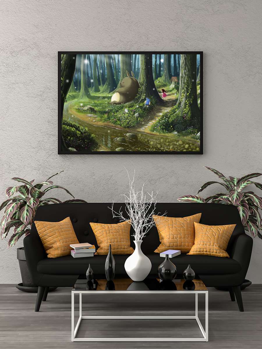 Magical forest Anime Poster Tablo Siyah Çerçeveli Yüksek Kalite Anime Duvar Tablo