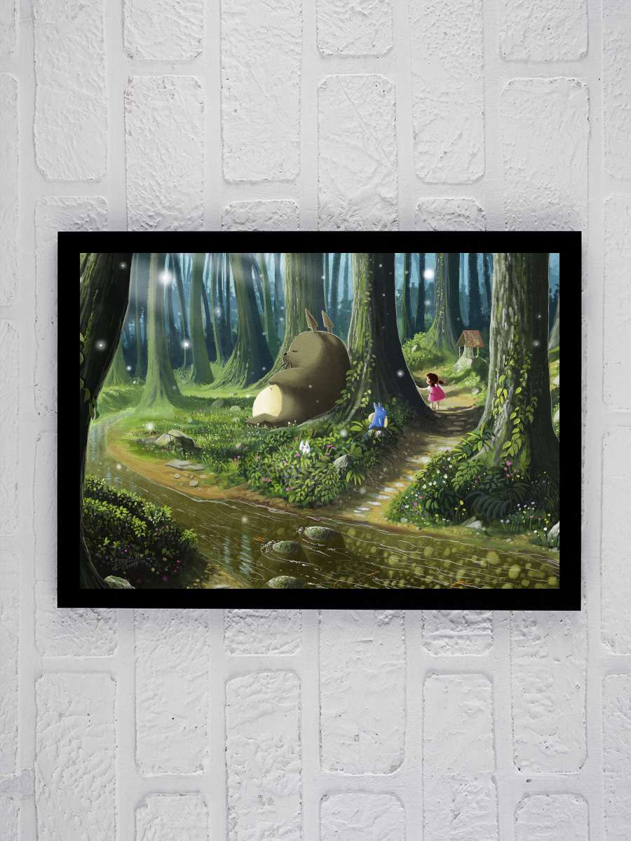 Magical forest Anime Poster Tablo Siyah Çerçeveli Yüksek Kalite Anime Duvar Tablo