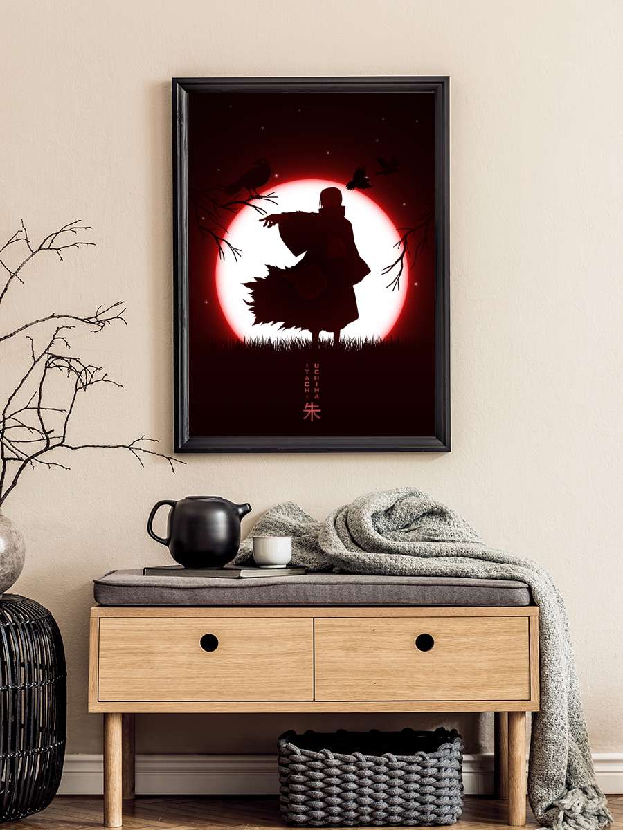 Itachi Moon Anime Poster Tablo Siyah Çerçeveli Yüksek Kalite Anime Duvar Tablo