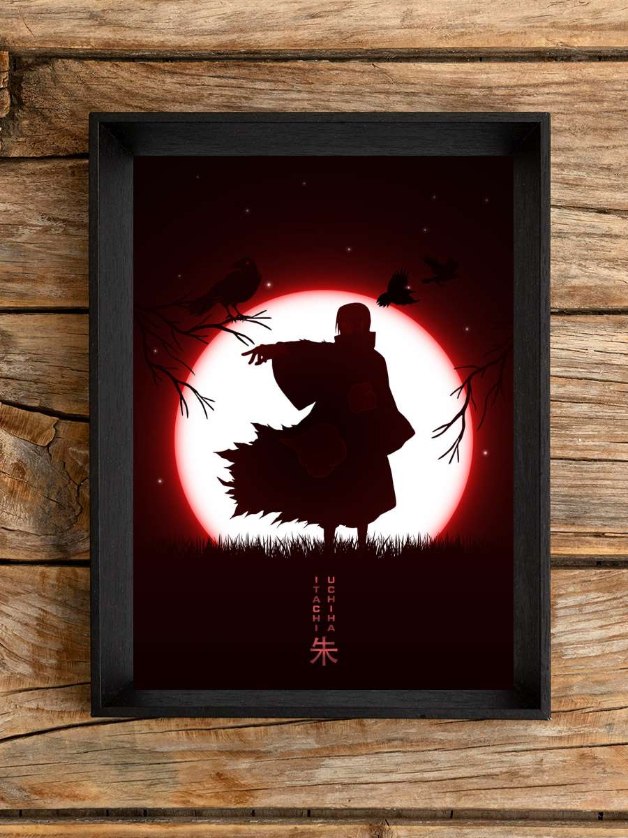 Itachi Moon Anime Poster Tablo Siyah Çerçeveli Yüksek Kalite Anime Duvar Tablo