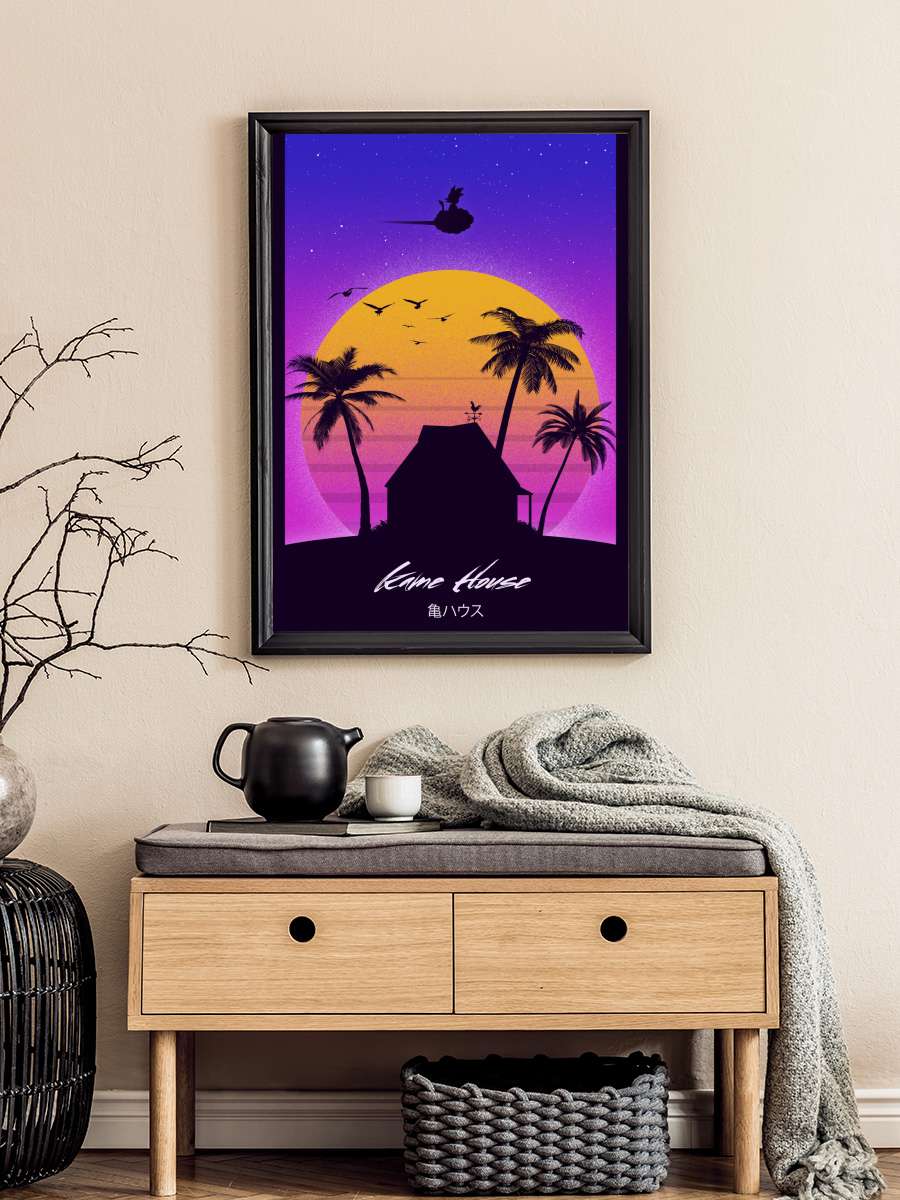 Sunset Kame House Anime Poster Tablo Siyah Çerçeveli Yüksek Kalite Anime Duvar Tablo