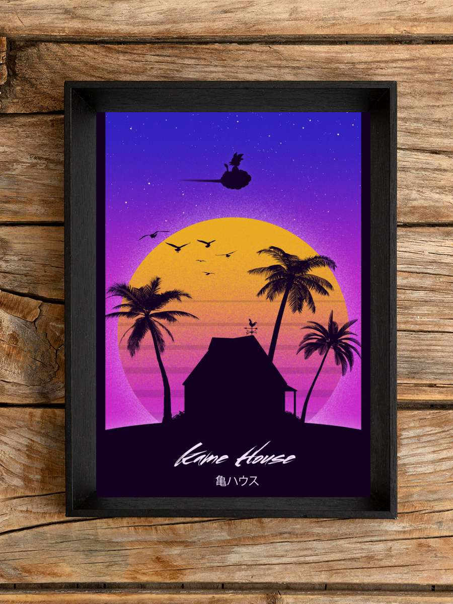 Sunset Kame House Anime Poster Tablo Siyah Çerçeveli Yüksek Kalite Anime Duvar Tablo