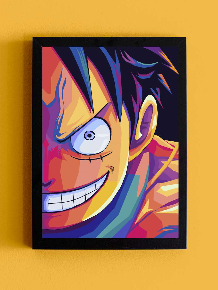 Luffy Pop art Anime Poster Tablo Siyah Çerçeveli Yüksek Kalite Anime Duvar Tablo