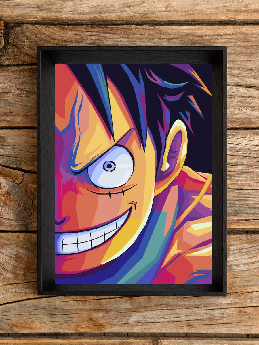 Luffy Pop art Anime Poster Tablo Siyah Çerçeveli Yüksek Kalite Anime Duvar Tablo