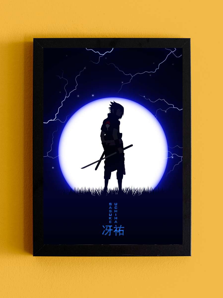 Sasuke Moon Anime Poster Tablo Siyah Çerçeveli Yüksek Kalite Anime Duvar Tablo