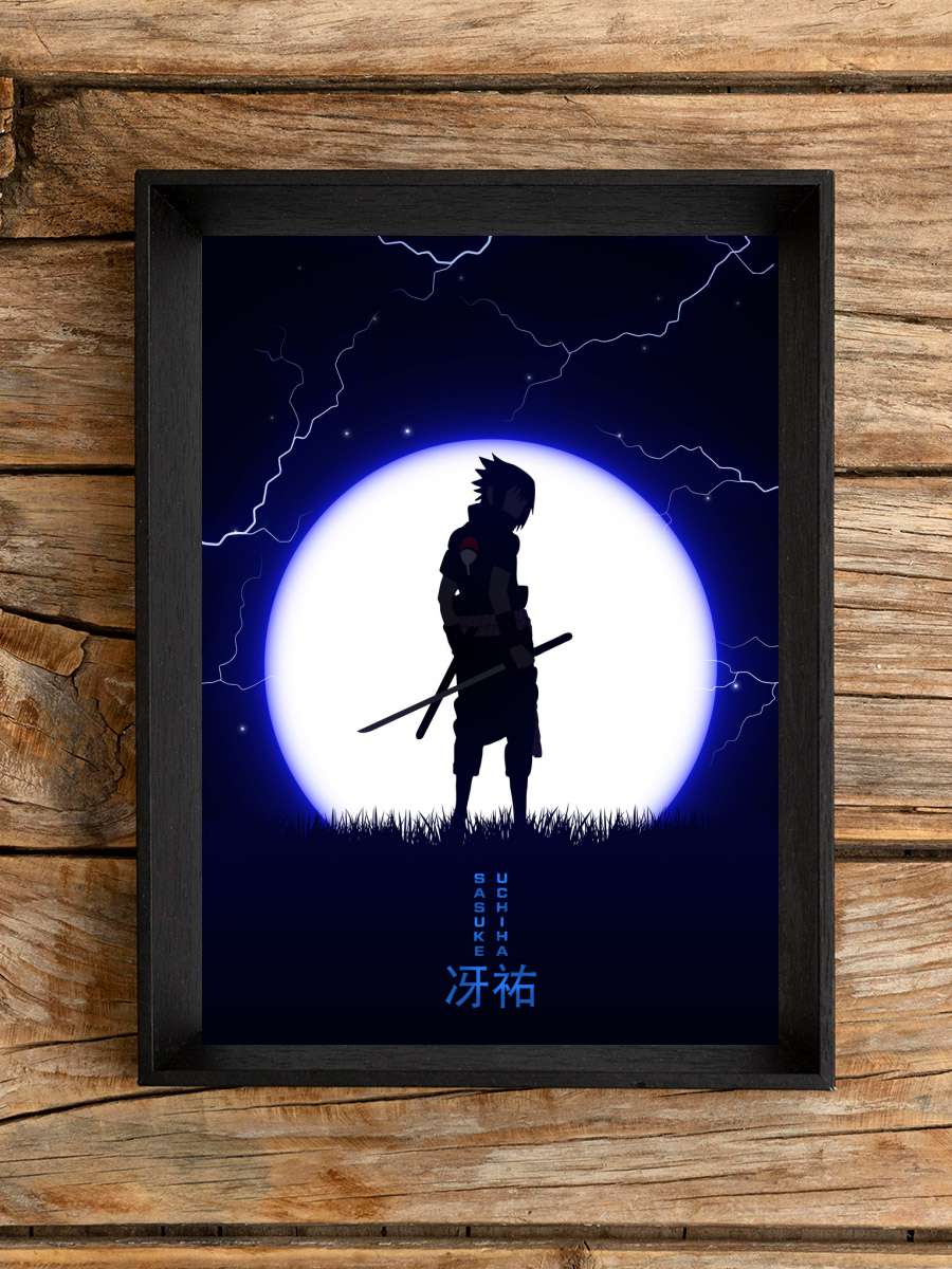 Sasuke Moon Anime Poster Tablo Siyah Çerçeveli Yüksek Kalite Anime Duvar Tablo