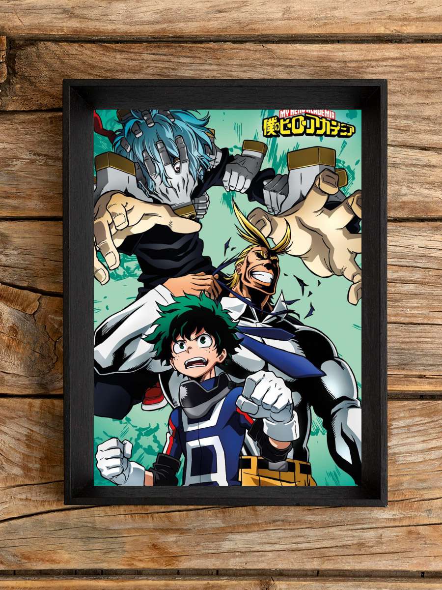 My Hero Academia - Collage Anime Poster Tablo Siyah Çerçeveli Yüksek Kalite Anime Duvar Tablo