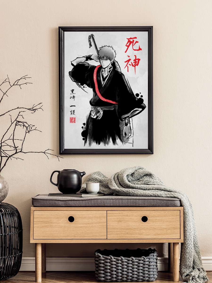 Ink Soul Reaper Anime Poster Tablo Siyah Çerçeveli Yüksek Kalite Anime Duvar Tablo