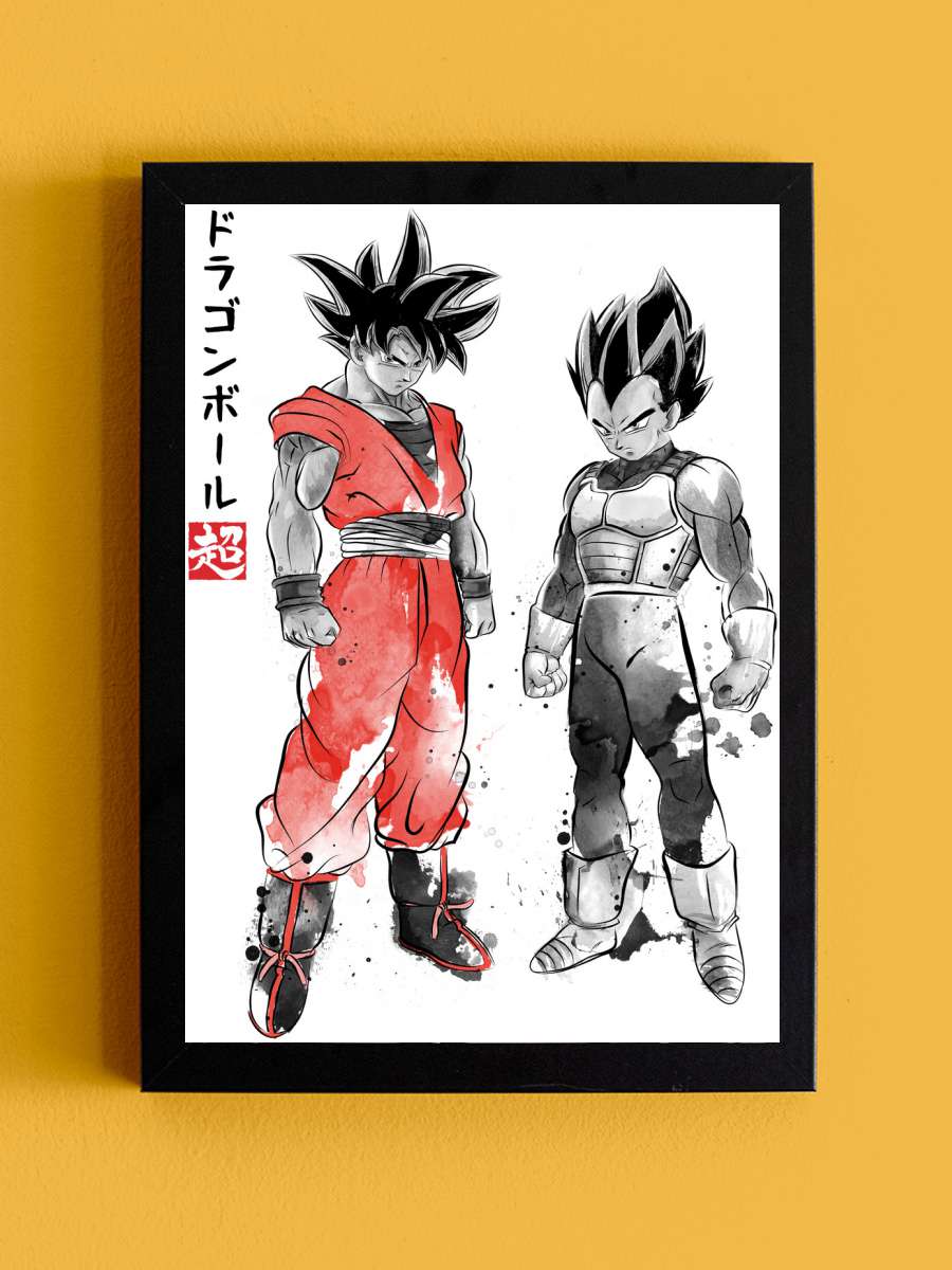 Saiyan Warriors Anime Poster Tablo Siyah Çerçeveli Yüksek Kalite Anime Duvar Tablo