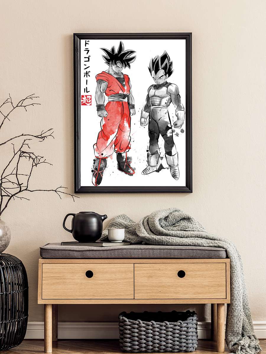 Saiyan Warriors Anime Poster Tablo Siyah Çerçeveli Yüksek Kalite Anime Duvar Tablo