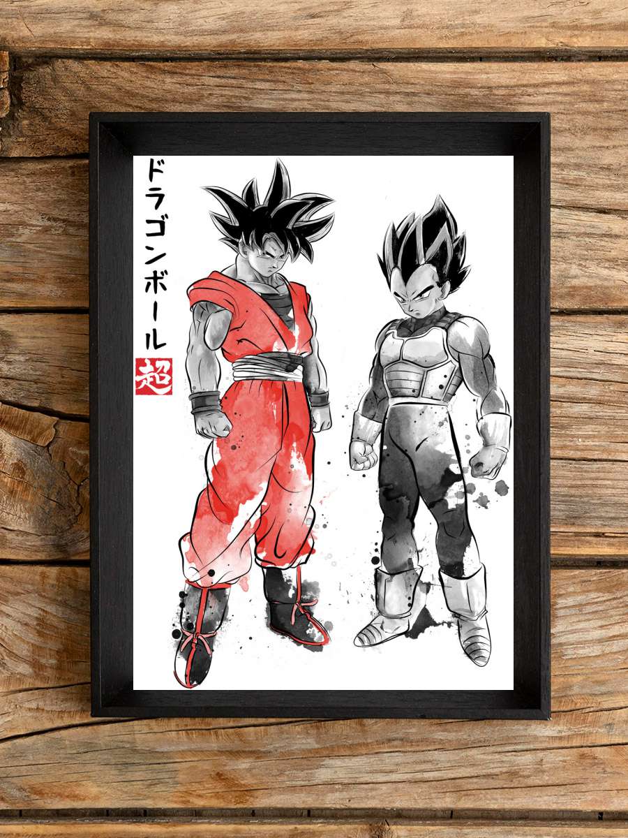 Saiyan Warriors Anime Poster Tablo Siyah Çerçeveli Yüksek Kalite Anime Duvar Tablo