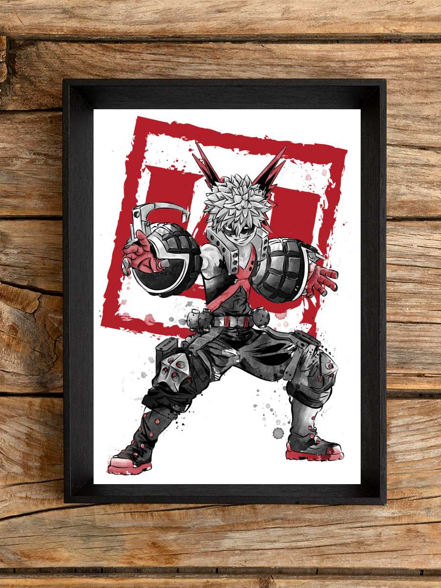 Bakugo sumi e Anime Poster Tablo Siyah Çerçeveli Yüksek Kalite Anime Duvar Tablo