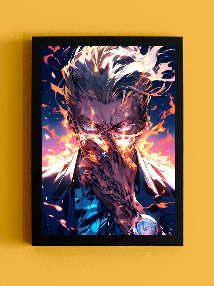 Fire Anime Poster Tablo Siyah Çerçeveli Yüksek Kalite Anime Duvar Tablo