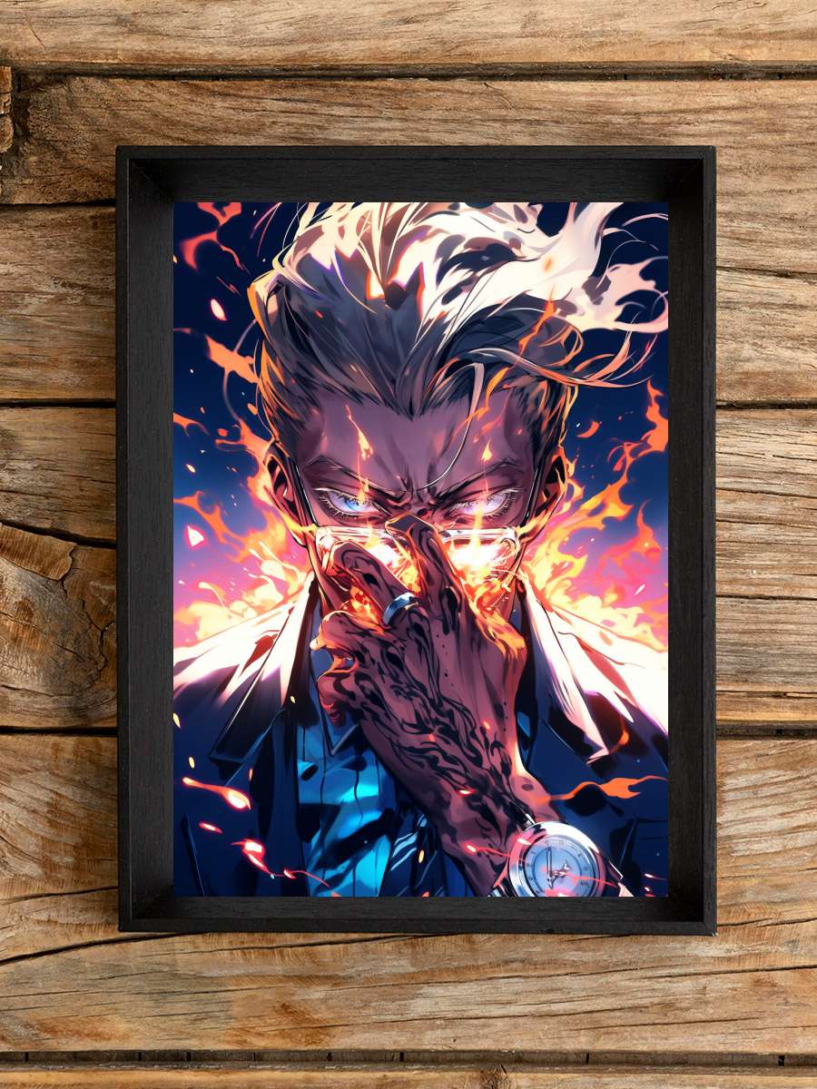 Fire Anime Poster Tablo Siyah Çerçeveli Yüksek Kalite Anime Duvar Tablo