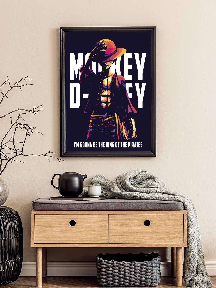 Luffy One Piece Anime Poster Tablo Siyah Çerçeveli Yüksek Kalite Anime Duvar Tablo