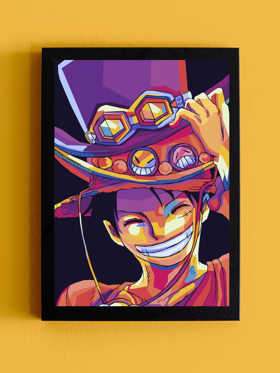 Luffy wpap pop art Anime Poster Tablo Siyah Çerçeveli Yüksek Kalite Anime Duvar Tablo